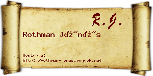 Rothman Jónás névjegykártya